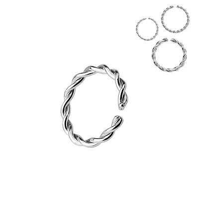 Multi-Use 316L Surgical Steel Braided Twisted Nose Hoop Ring