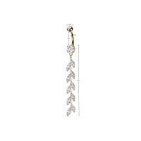 316L Surgical Steel Long White CZ Vine Dangle Belly Ring