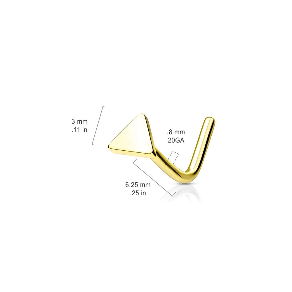 316L Surgical Steel Gold PVD Triangle L-Shape Nose Stud