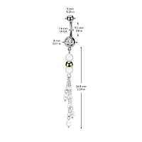 316L Surgical Steel White Pearl Gold Bead Dangly Belly Ring