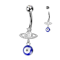 316L Surgical Steel Saturn Star Celestial Evil Eye Dangle Belly Ring