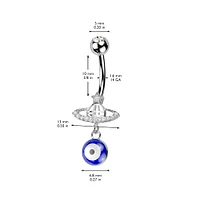 316L Surgical Steel Gold PVD Saturn Star Celestial Evil Eye Dangle Belly Ring
