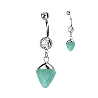 316L Surgical Steel Semi Precious Stone Jade Dangle Belly Ring