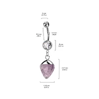 316L Surgical Steel Semi Precious Stone Amethyst Dangle Belly Ring