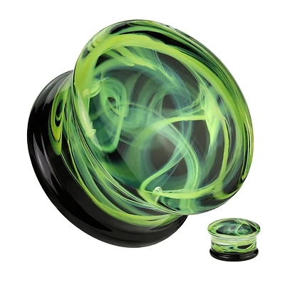 Green Smoke Swirl Pyrex Glass Double Flared Plug