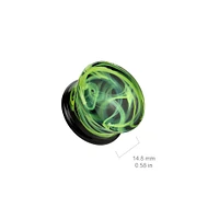 Green Smoke Swirl Pyrex Glass Double Flared Plug