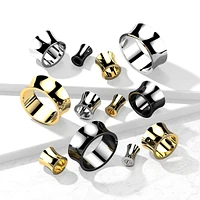 316L Surgical Steel Gold PVD Double Flared Saddle Ear Tunnels