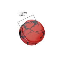 Organic Natural Red And Black Imperial Turquoise Stone Double Flared Ear Plugs