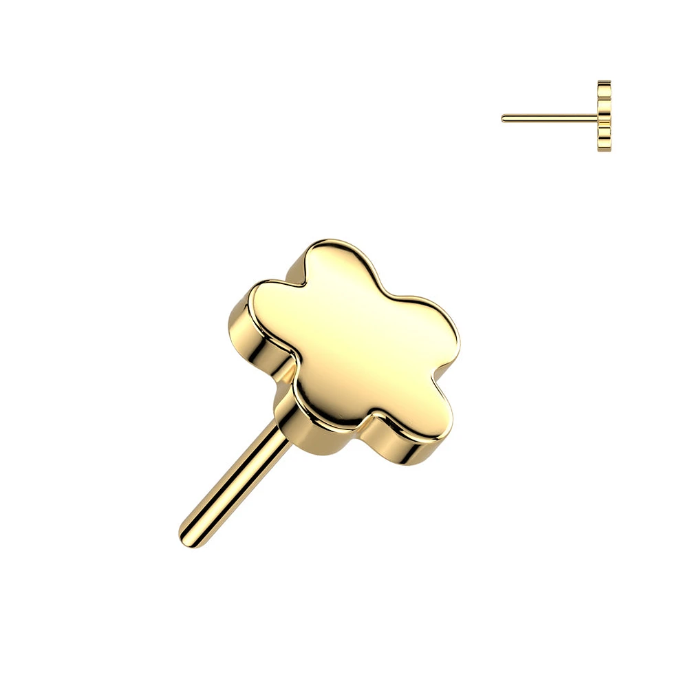 Implant Grade Titanium Gold PVD Flower Push In Threadless Labret With Flat Back
