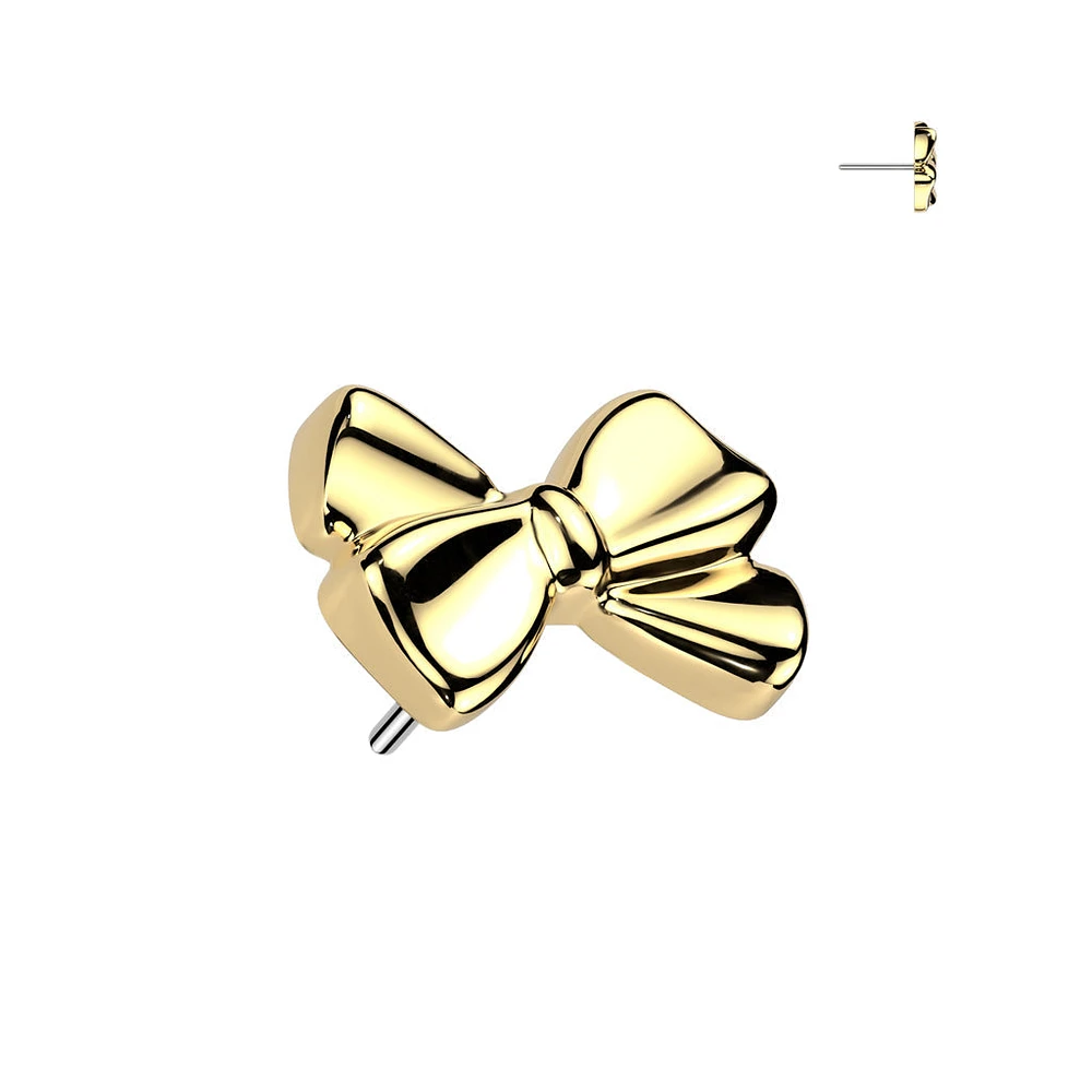 Implant Grade Titanium Threadless Gold PVD Bow Push In Labret With Flat Back