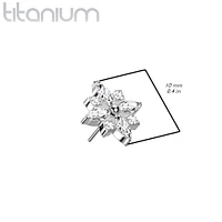 Implant Grade Titanium Large White CZ Gem Flower Threadless Push In Labret