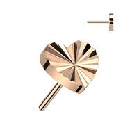 Implant Grade Titanium Rose Gold PVD Ridged Heart Threadless Push In Labret