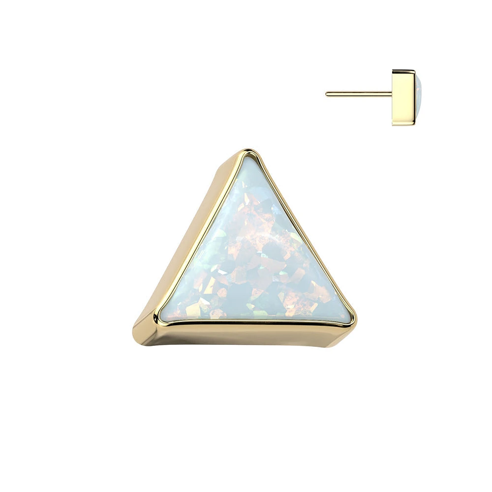 Implant Grade Titanium Gold PVD White Opal Triangle Threadless Push In Labret