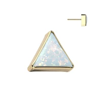 Implant Grade Titanium Gold PVD White Opal Triangle Threadless Push In Labret