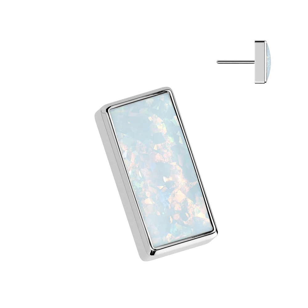 Implant Grade Titanium Opal Rectangle Threadless Push In Labret