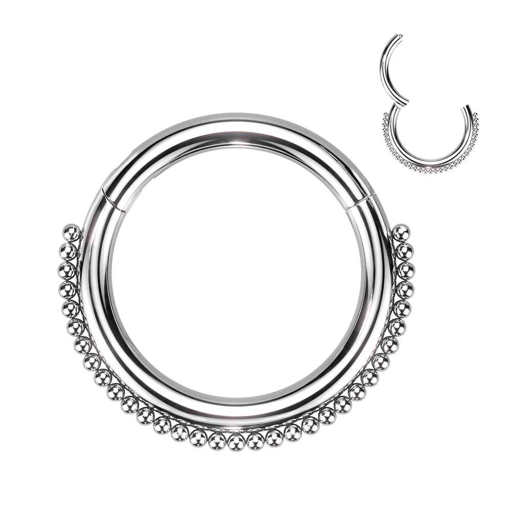 316L Surgical Steel Dainty Beaded Hinged Clicker Hoop