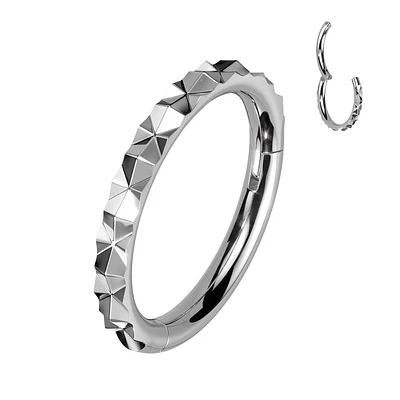 316L Surgical Steel Textured Pattern Hinged Clicker Hoop