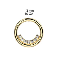 316L Surgical Steel White CZ Pave Line Hinged Clicker Hoop