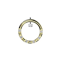 316L Surgical Steel Gold PVD 5 Gem White CZ Hinged Clicker Hoop