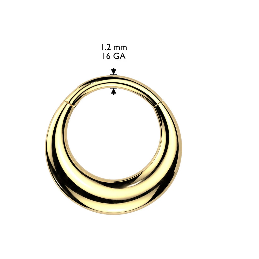 316L Surgical Steel Gold PVD  Thick Moon Hinged Clicker Hoop