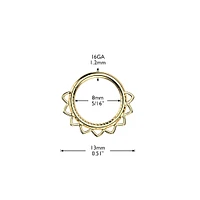 316L Surgical Steel Gold PVD Dainty Floral Hinged Clicker Hoop