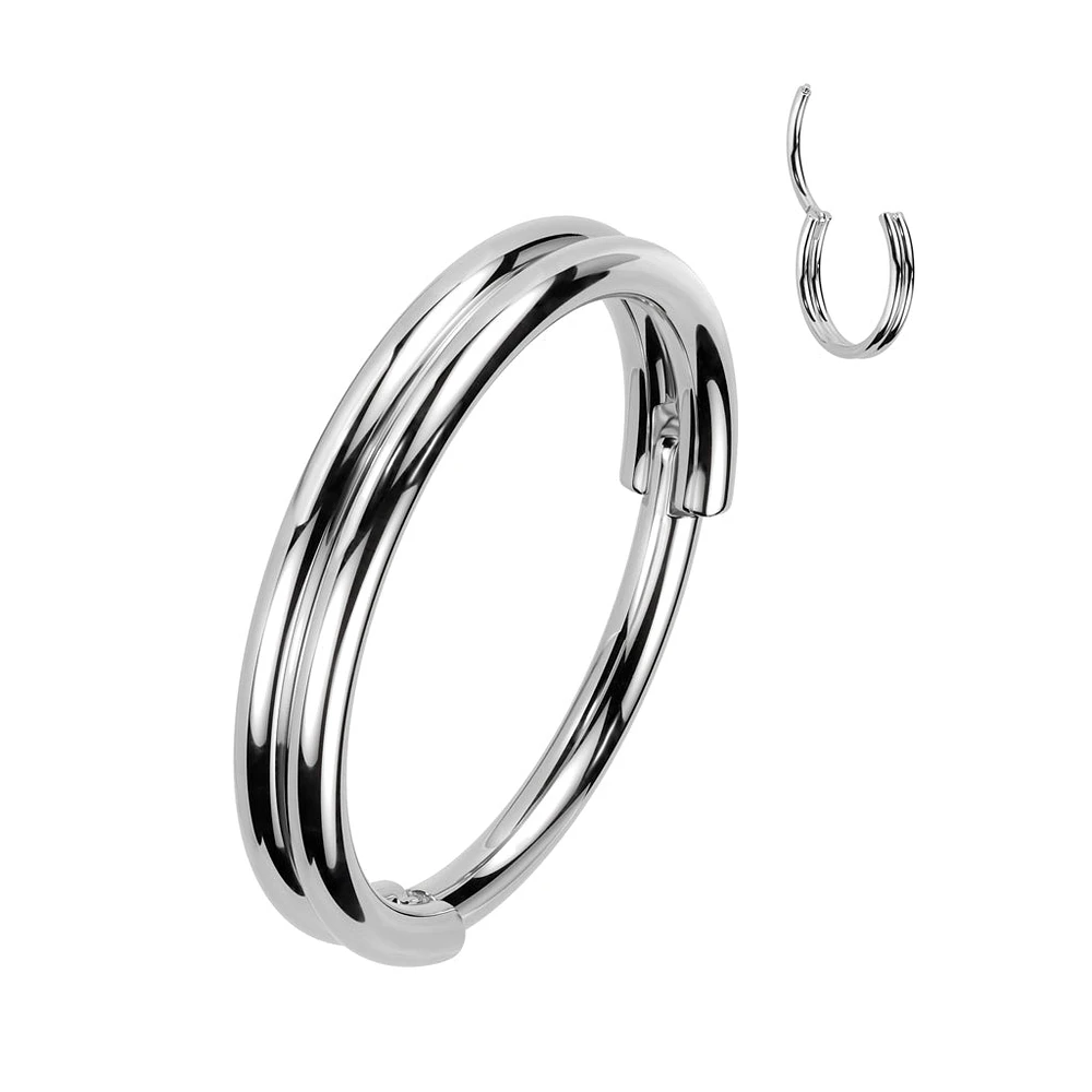 316L Surgical Steel Double Hoop Hinged Clicker Nose Ring