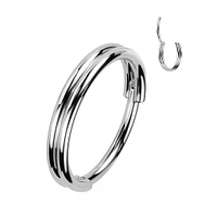 316L Surgical Steel Double Hoop Hinged Clicker Nose Ring