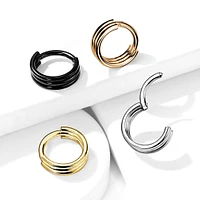 316L Surgical Steel Triple Hoop Thick Cuff Hinged Clicker Hoop