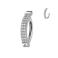 316L Surgical Steel White CZ Double Line Hinged Clicker Belly Ring
