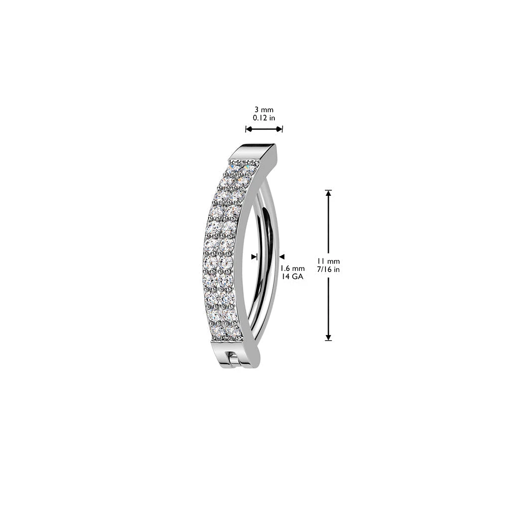 316L Surgical Steel White CZ Double Line Hinged Clicker Belly Ring