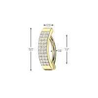 316L Surgical Steel Gold PVD CZ Wide Triple Line Pave Hinged Clicker Belly Ring