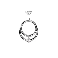 Implant Grade Titanium Double White CZ Gem Hinged Septum Daith Clicker Hoop