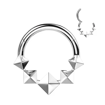 Implant Grade Titanium Pyramid Shaped Septum Hinged Clicker Hoop