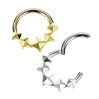 Implant Grade Titanium Pyramid Shaped Septum Hinged Clicker Hoop