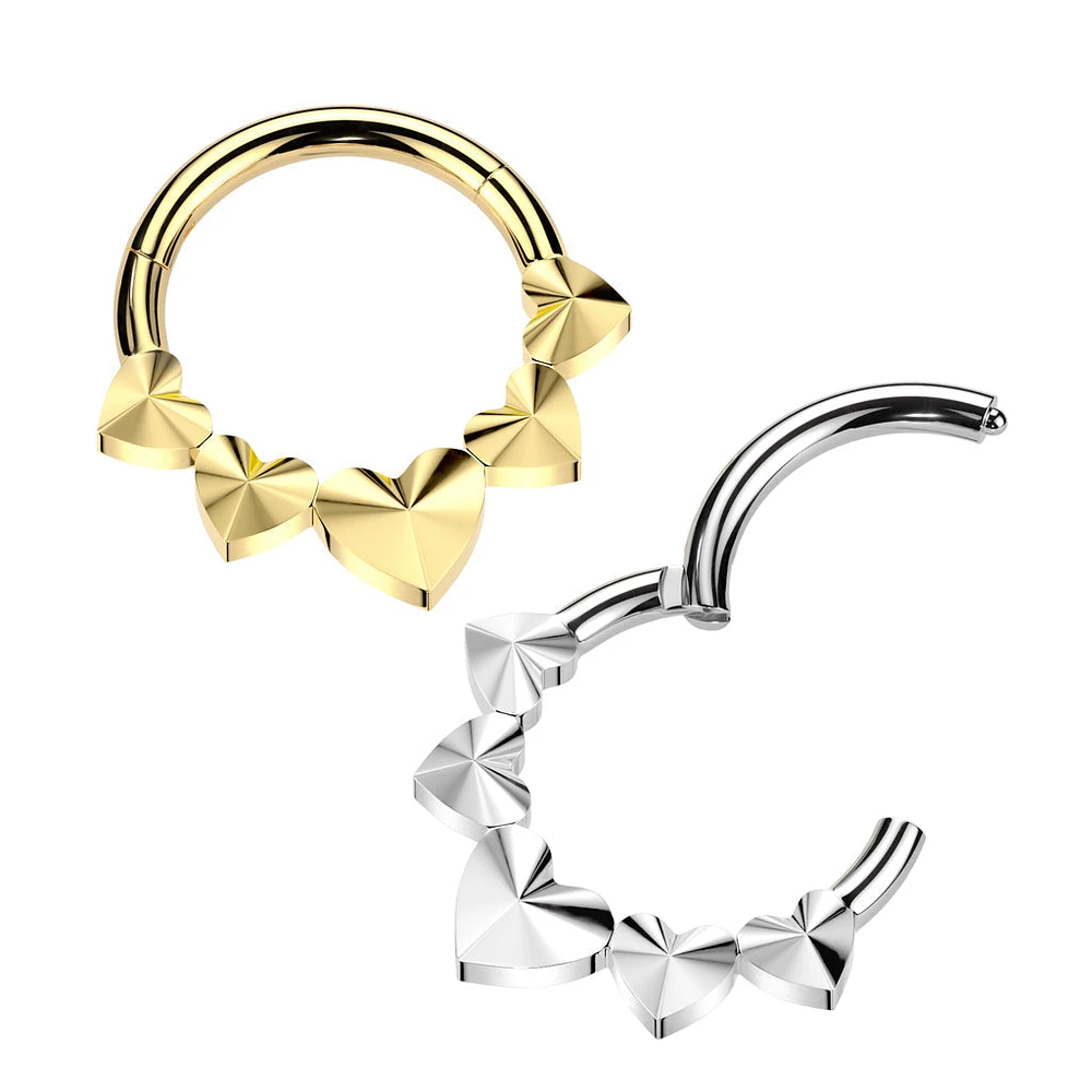 Implant Grade Titanium Heart Shaped Pointed Hinged Hoop Clicker