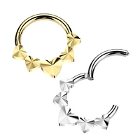 Implant Grade Titanium Gold PVD Heart Shaped Pointed Hinged Hoop Clicker