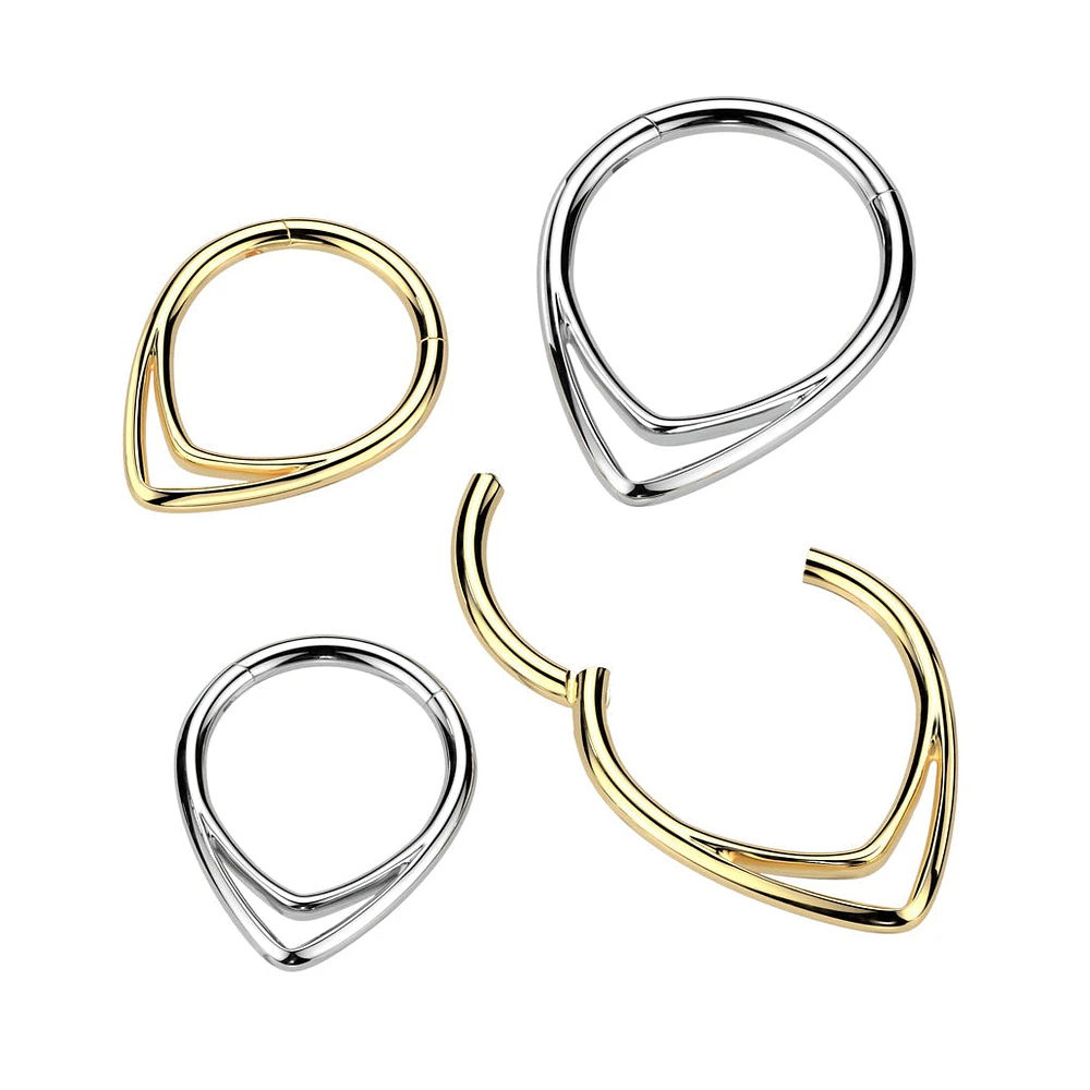 Implant Grade Titanium Double V Shaped Septum Ring Clicker Hoop