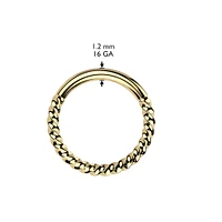 Implant Grade Titanium Rose Gold PVD Braided Twisted Hinged Clicker Hoop