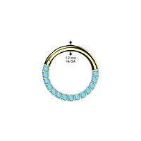 Implant Grade Titanium Aqua CZ Gems Pave Hinged Clicker Hoop