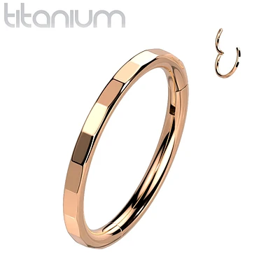 Implant Grade Titanium Rose Gold PVD Faceted Edge Hinged Cartilage Clicker Hoop