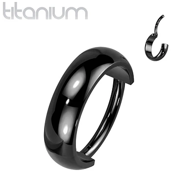 High Polished Implant Grade Titanium Black PVD Clicker Hinged Hoop