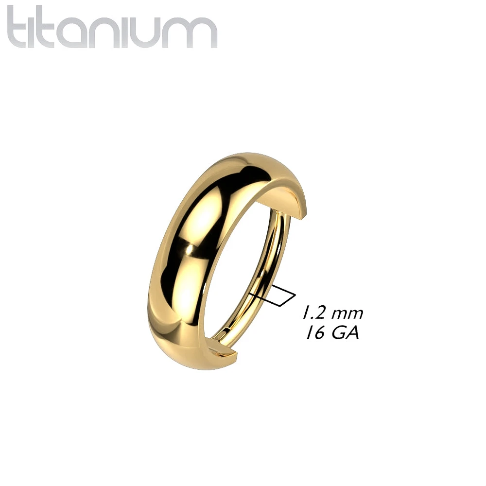 High Polished Implant Grade Titanium Gold PVD Clicker Hinged Hoop