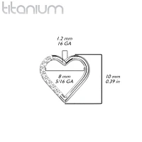 Implant Grade Titanium White CZ Heart Hinged Daith Clicker Hoop