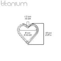 Implant Grade Titanium Gold PVD White CZ Heart Hinged Daith Clicker Hoop