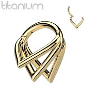 Implant Grade Titanium Gold PVD Multi Triangle Cuff Hinged Clicker Hoop