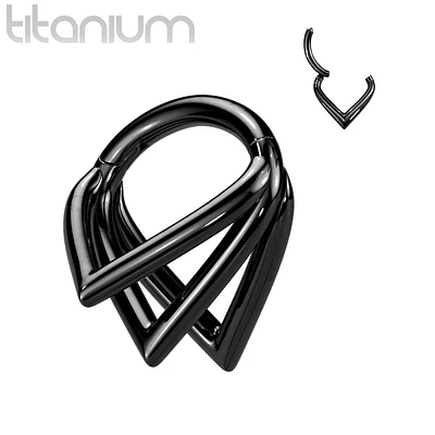 Implant Grade Titanium Black PVD Multi Triangle Cuff Hinged Clicker Hoop