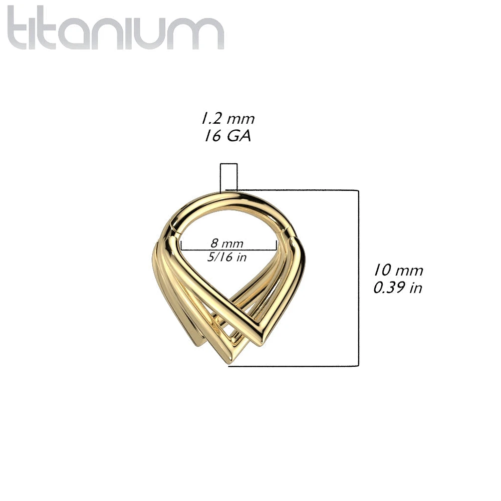Implant Grade Titanium Gold PVD Multi Triangle Cuff Hinged Clicker Hoop