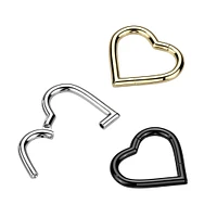 Implant Grade Titanium Heart Shaped Hinged Clicker Hoop