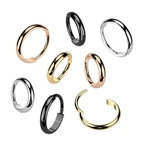 Implant Grade Titanium Gold PVD Thick 20ga Nose Hoop Hinged Clicker Ring