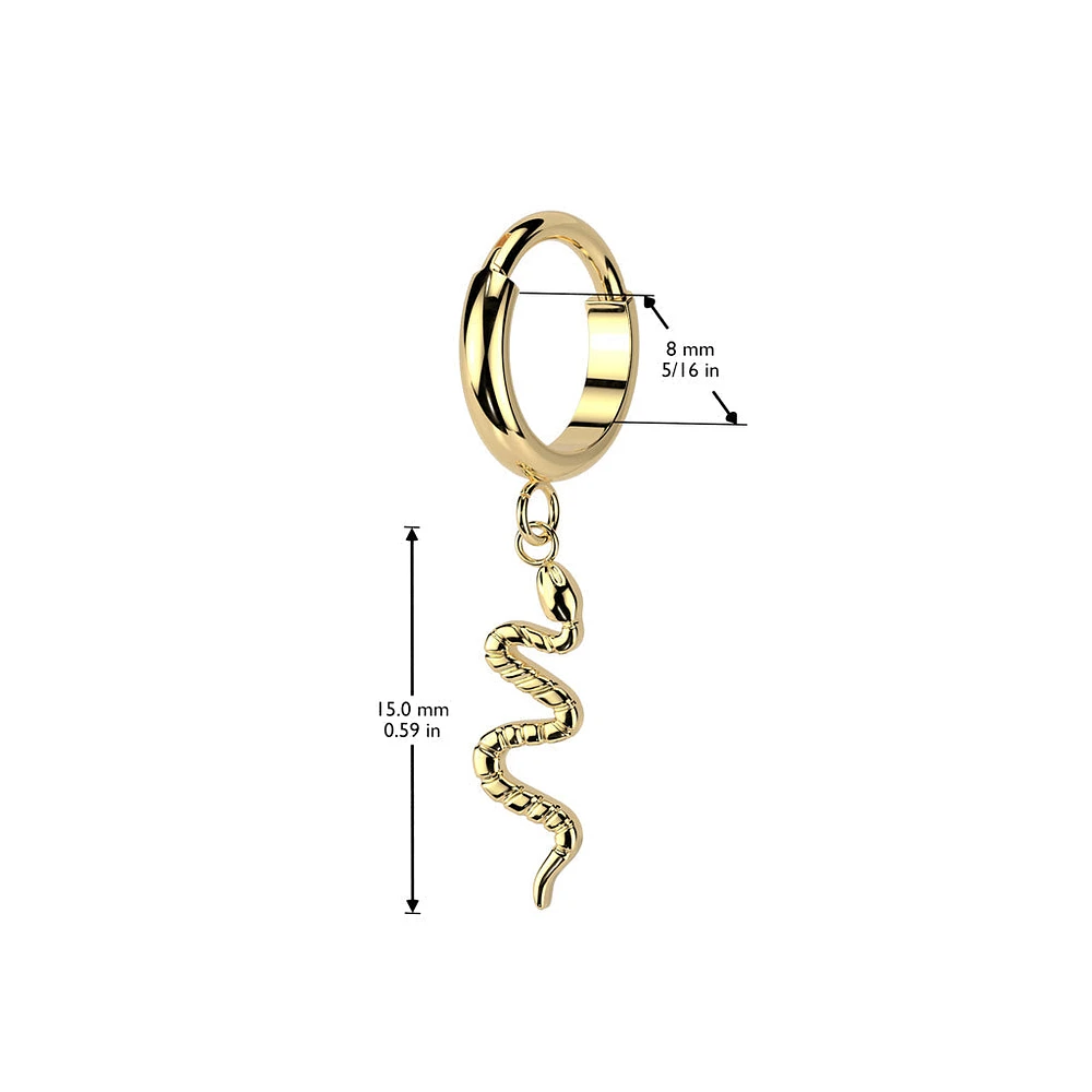 Implant Grade Titanium Black PVD Snake Dangle Hinged Clicker Hoop